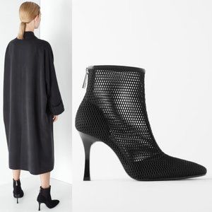 Zara Black Mesh Heeled Ankle Booties $89.90